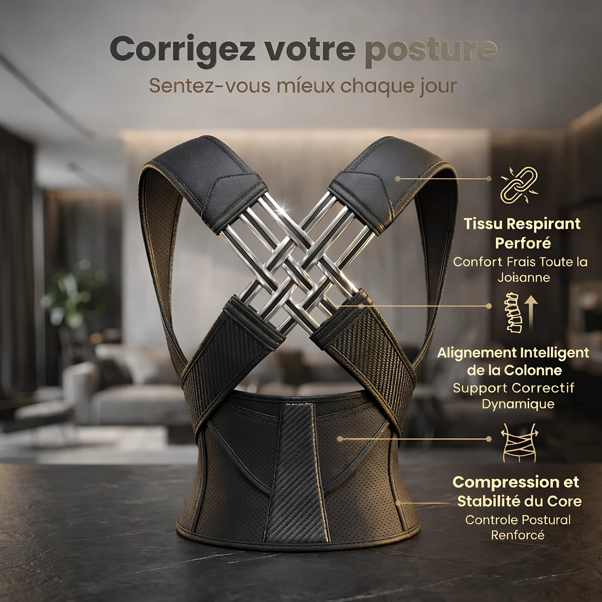 Correcteur de posture nouvelle génération — soutien dorsal complet